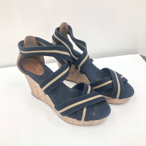 Merona women’s blue & tan strap shoes size 10‎ - Picture 1 of 10